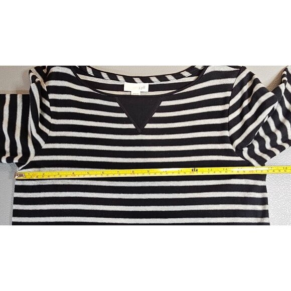 J. Jill Womens XSP Black Grey Knit Striped Shift Dress with Pocket Detail - Picture 6 of 11